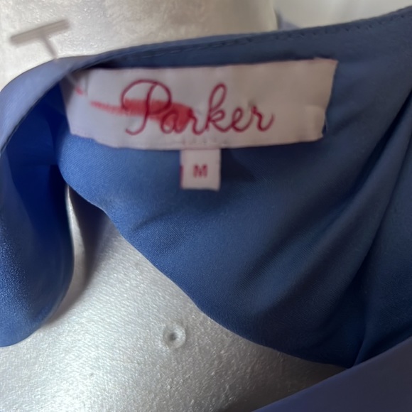 Parker Women’s Periwinkle Eve Layered Silk Dress sleeveless modern Racer… - Picture 10 of 12